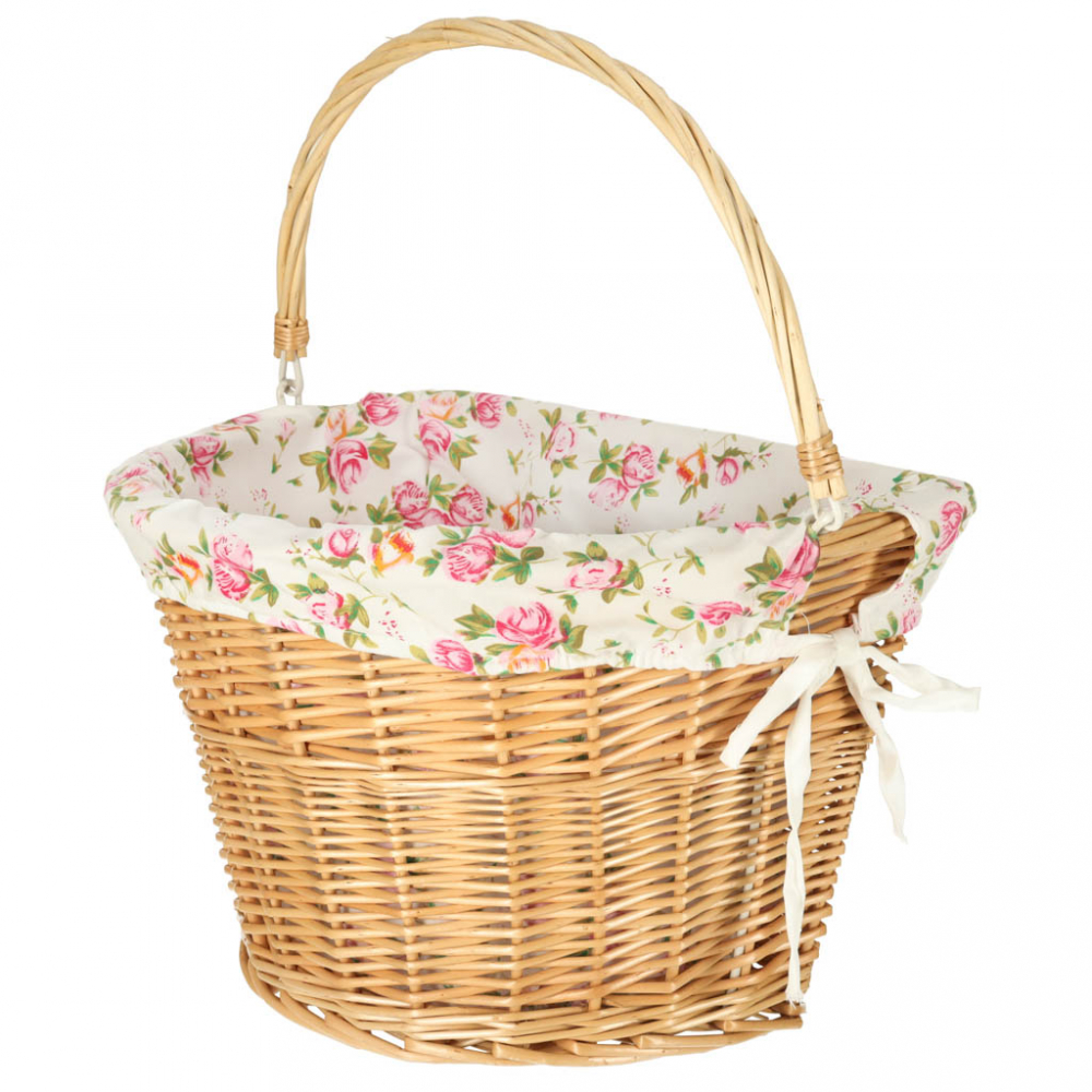 Cos impletit din rachita pentru biciclete 26x23 cm Flowers - 1 | YEO