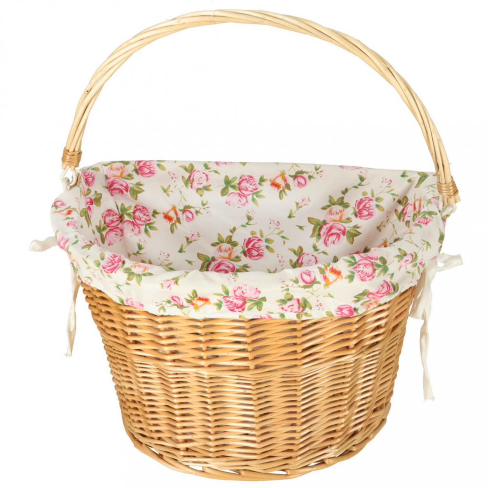 Cos impletit din rachita pentru biciclete 26x23 cm Flowers - 2 | YEO