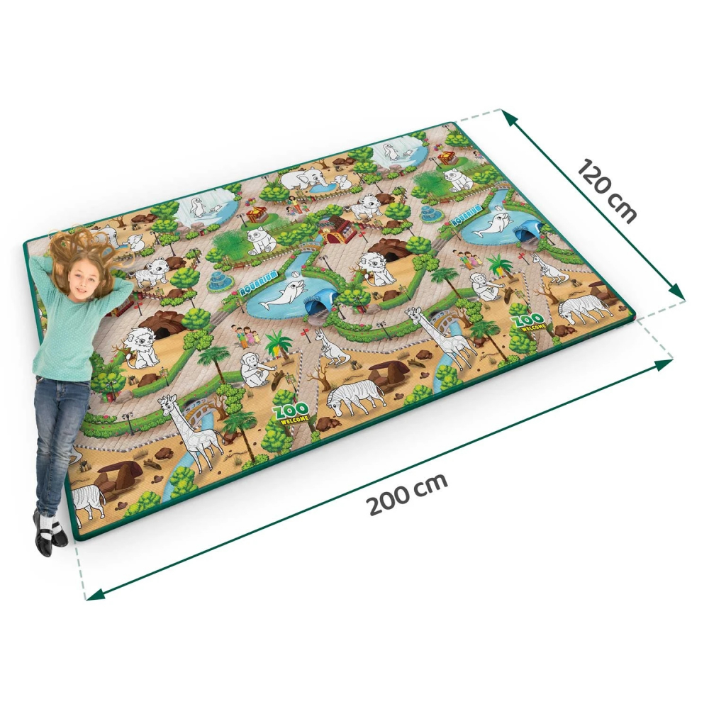 Covoras din spuma pentru colorat cu markere incluse Ricokids 200x120 cm Zoo - 2 | YEO