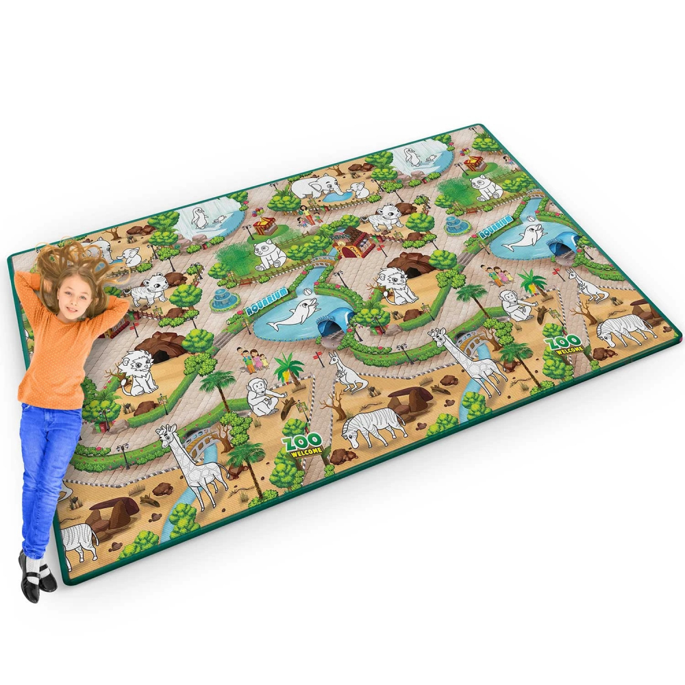 Covoras din spuma pentru colorat cu markere incluse Ricokids 200x120 cm Zoo - 3