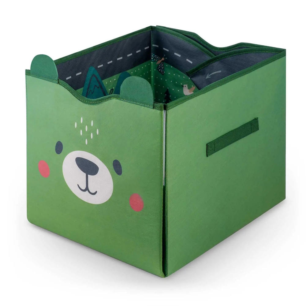 Cutie depozitare transformabila in covoras de joaca Nukido Ursulet Verde