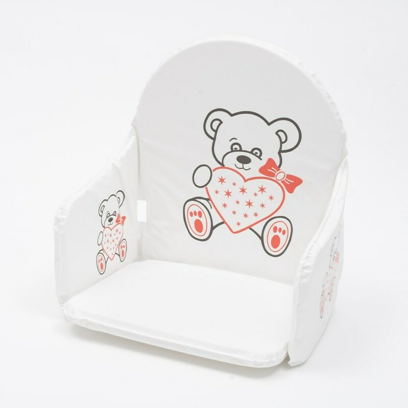 Husa scaun de masa New Baby compatibila cu scaunul de masa Victory White Teddy Bear