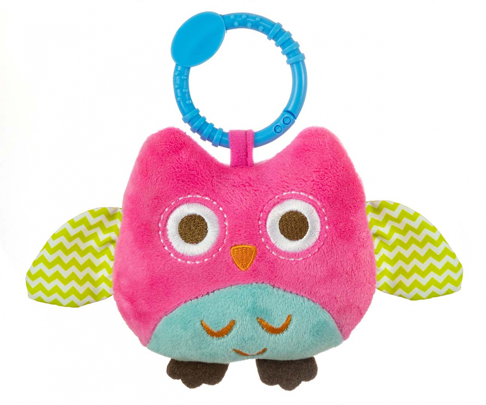 Jucarie din plus pentru agatat cu clopotel Happy Owl Pink - 5