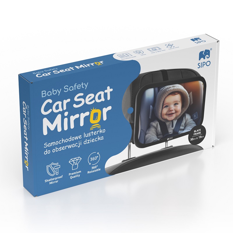 Oglinda auto Sipo supraveghere bebe 360 grade 30x20 cm negru - 5