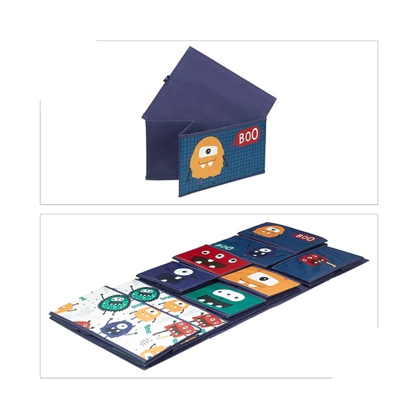 Organizator din lemn Ginger Home pentru jucarii cu 9 cutii textile Monster