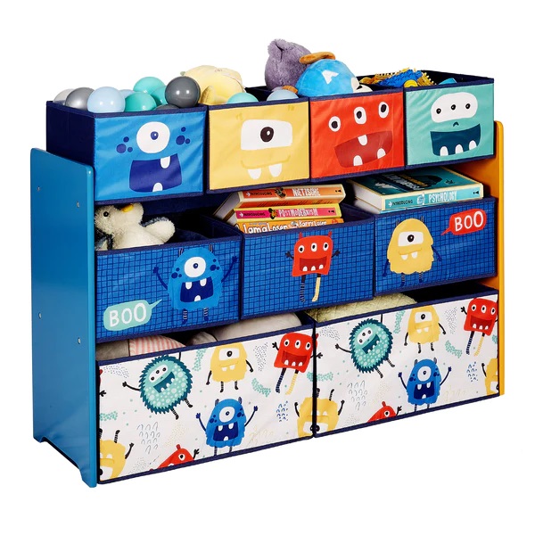 Organizator din lemn Ginger Home pentru jucarii cu 9 cutii textile Monster - 3