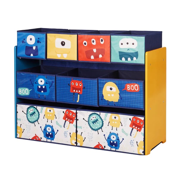 Organizator din lemn Ginger Home pentru jucarii cu 9 cutii textile Monster - 7