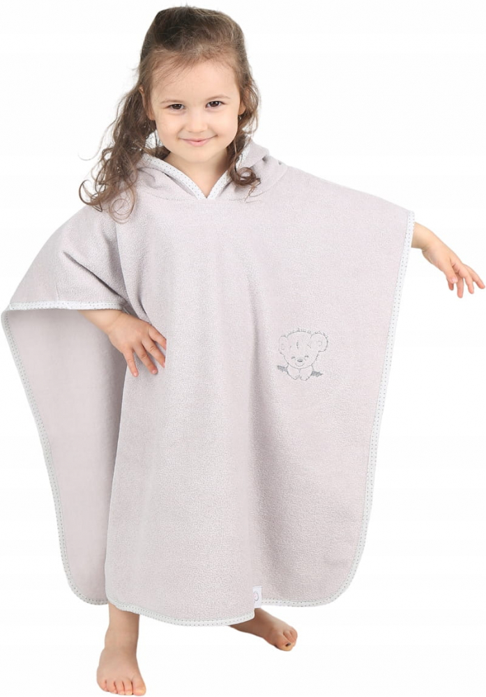 Poncho de baie cu gluga 126x60cm BabyMam Gri - 4 | YEO