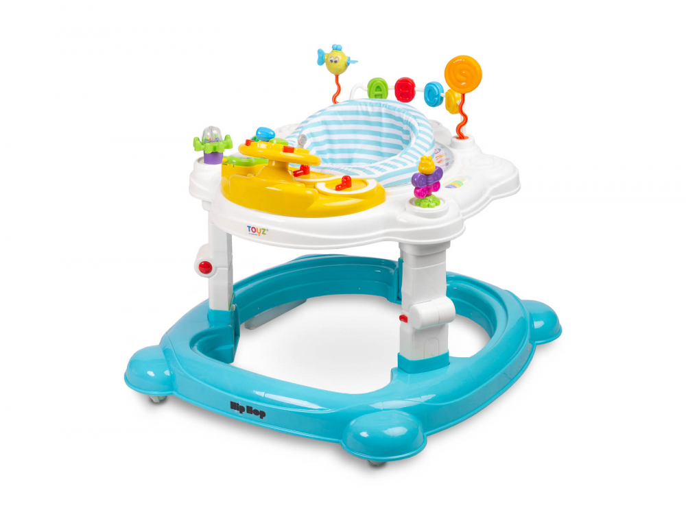 Premergator, jumper si leagan pentru bebelusi Toyz Hip Hop cu scaun rotativ 360 albastru deschis - 2