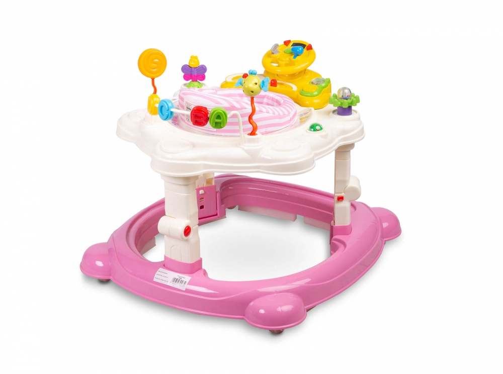 Premergator, jumper si leagan pentru bebelusi Toyz Hip Hop cu scaun rotativ 360 roz - 1