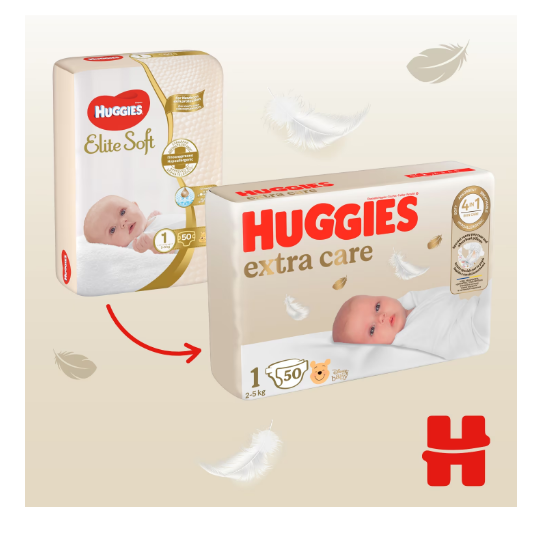 Scutece Huggies Elite Soft 1 3-5 kg 50 buc - 1 | YEO