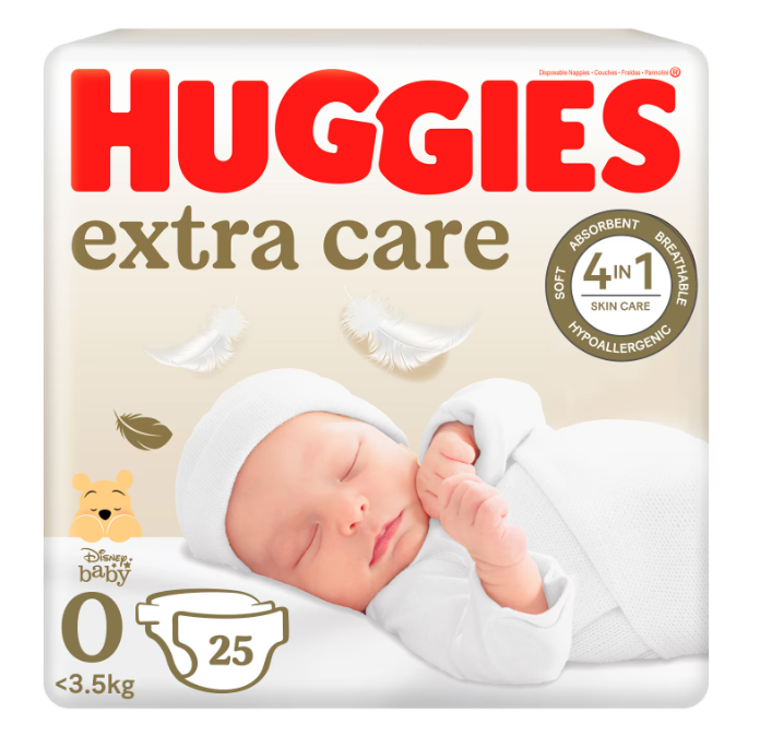 Poze Scutece Huggies Extra Care 3,5 kg 25 buc marime 0 nichiduta.ro 