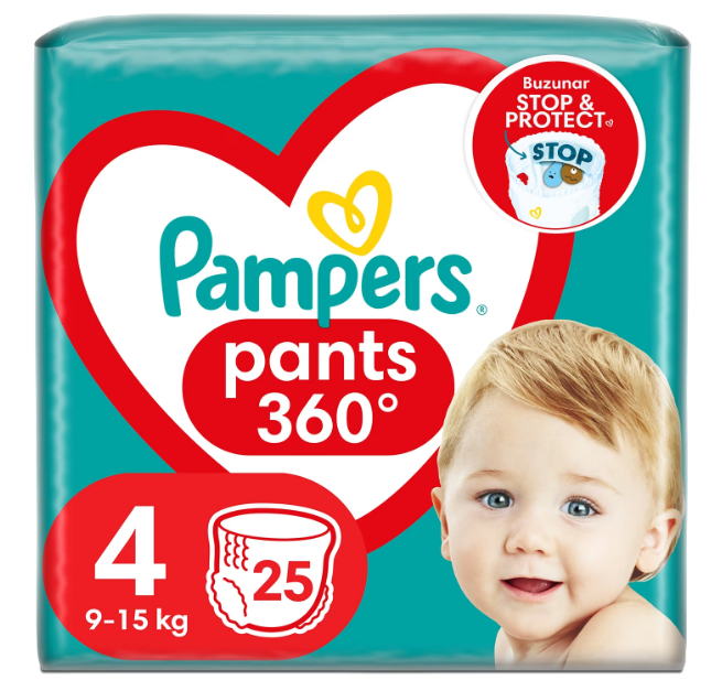 Scutece chilotel bebelusi Pampers Pants marimea 4, 9-15 kg 25 buc