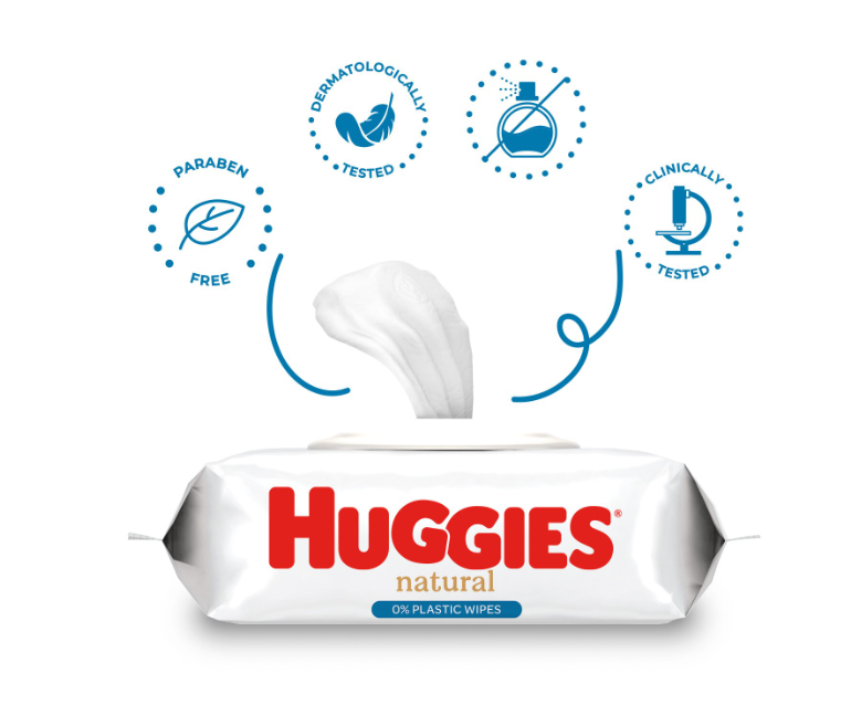 Servetele umede Huggies Natural biodegradabile 12 pachete x 48, 576 buc - 3