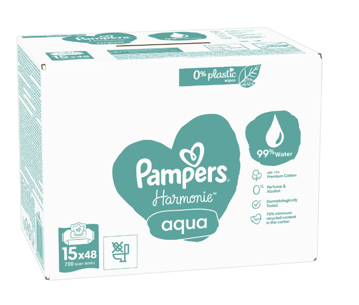 Servetele umede Pampers Harmonie Aqua, 0 plastic, 15 pachete x 48 - 5