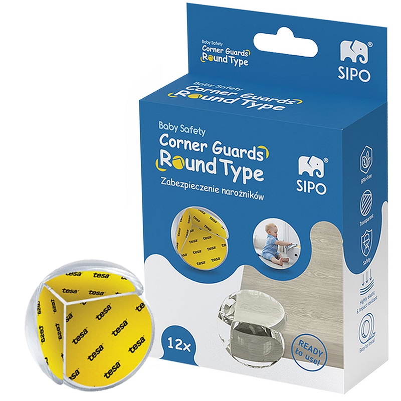 Set 12 coltare din silicon Sipo Baby Safety pentru protectie ridicata la colturile mobilei