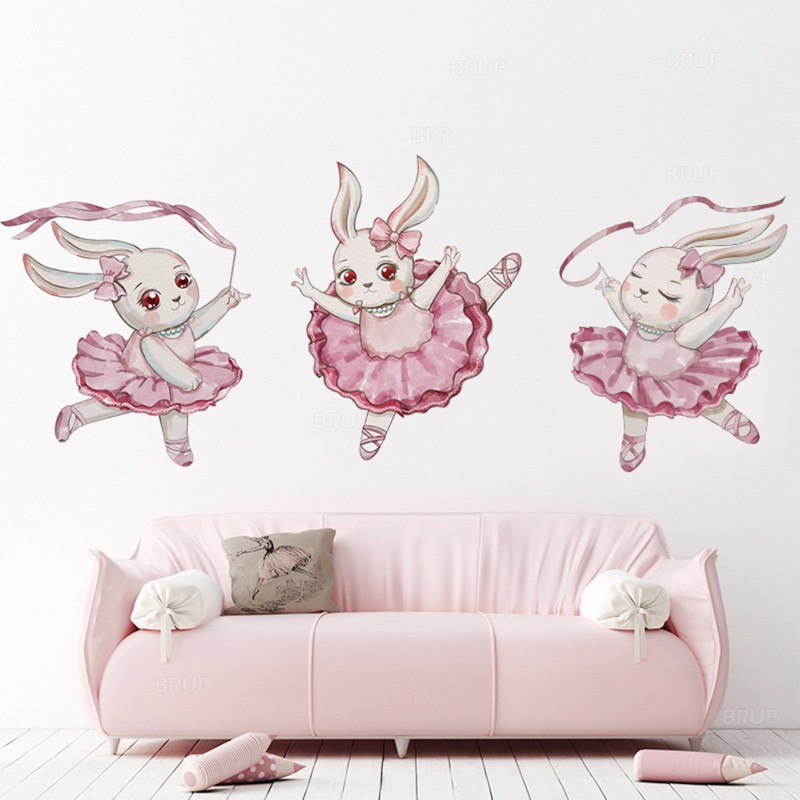 Sticker decorativ pentru copii autoadeziv Iepurasul balerina 61x50 cm - 1