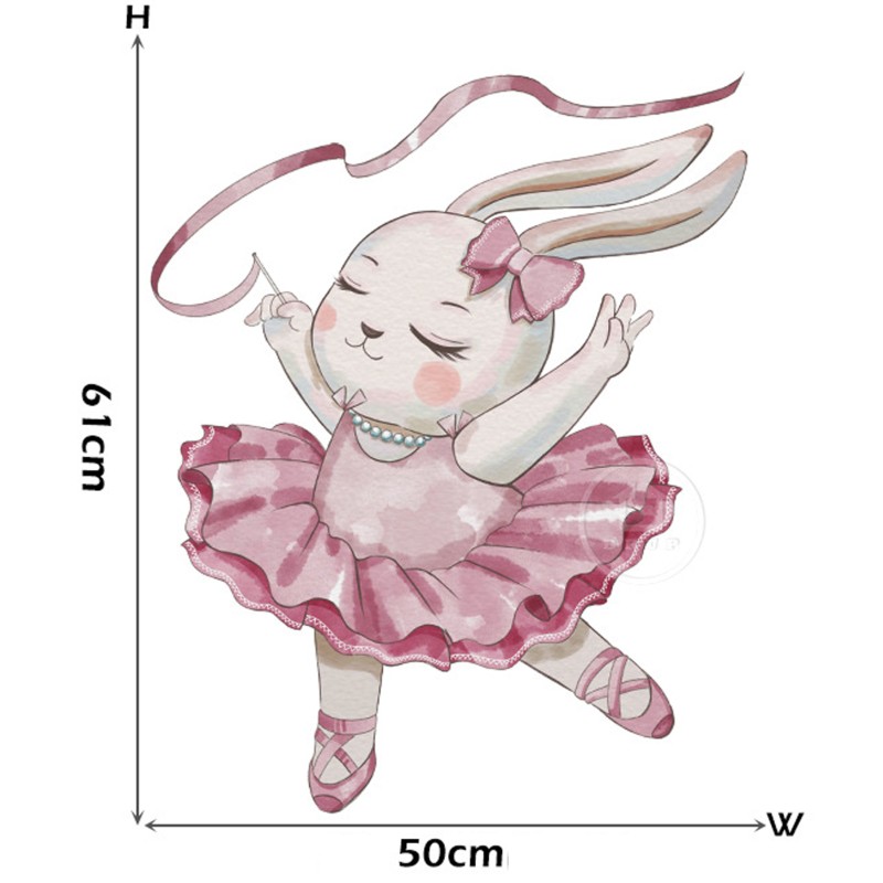Sticker decorativ pentru copii autoadeziv Iepurasul balerina 61x50 cm - 2