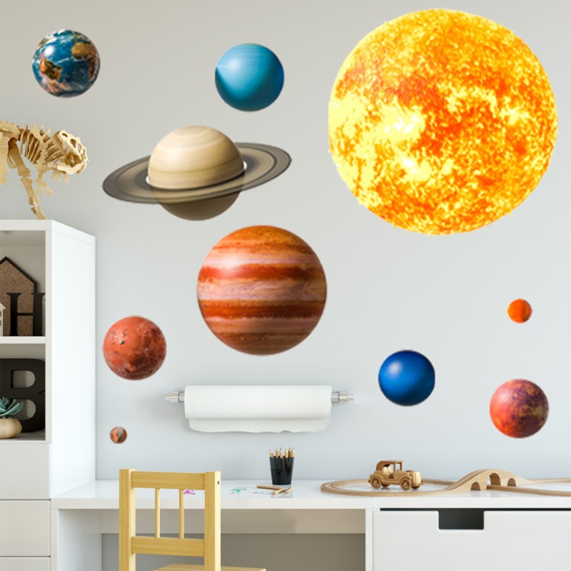 Sticker decorativ pentru copii autoadeziv Sistem solar 91x72 cm