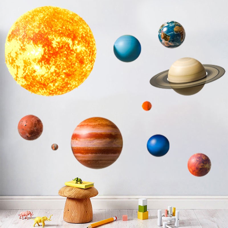 Sticker decorativ pentru copii autoadeziv Sistem solar 91x72 cm - 1