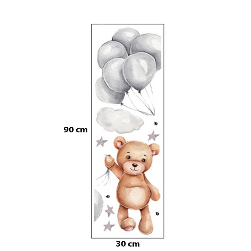 Sticker decorativ pentru copii autoadeziv Ursulet cu baloane 50x67 cm - 3