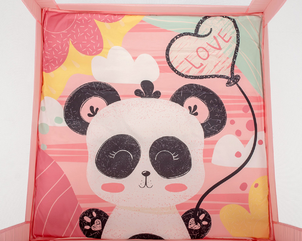 Tarc de joaca pliabil KikkaBoo cu inele Enjoy Pink Panda 2023 - 1