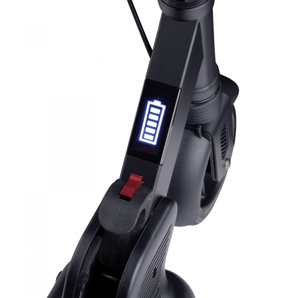 Trotineta electrica Globber E-Motion 14 Blue autonomie 9-11 km cu suspensie, ghidon reglabil echipat cu lanterna LED si clopotel, pliabila, platforma prevazuta cu cric, roti din cauciuc, greutate admisa 70 kg