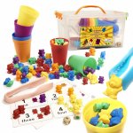 Joc educativ Montessori sortare culori cu 116 elemente Ursuleti multicolori