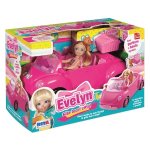 Masinuta decapotabila roz pentru fetite RS Toys cu papusa si animal de companie cos picnic inclus