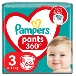 Scutece chilotel Pampers Pants Jumbo Pack marimea 3, 6-11 kg 62 buc