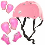 Set echipament protectie cu Casca Genunchiere si Cotiere Pink