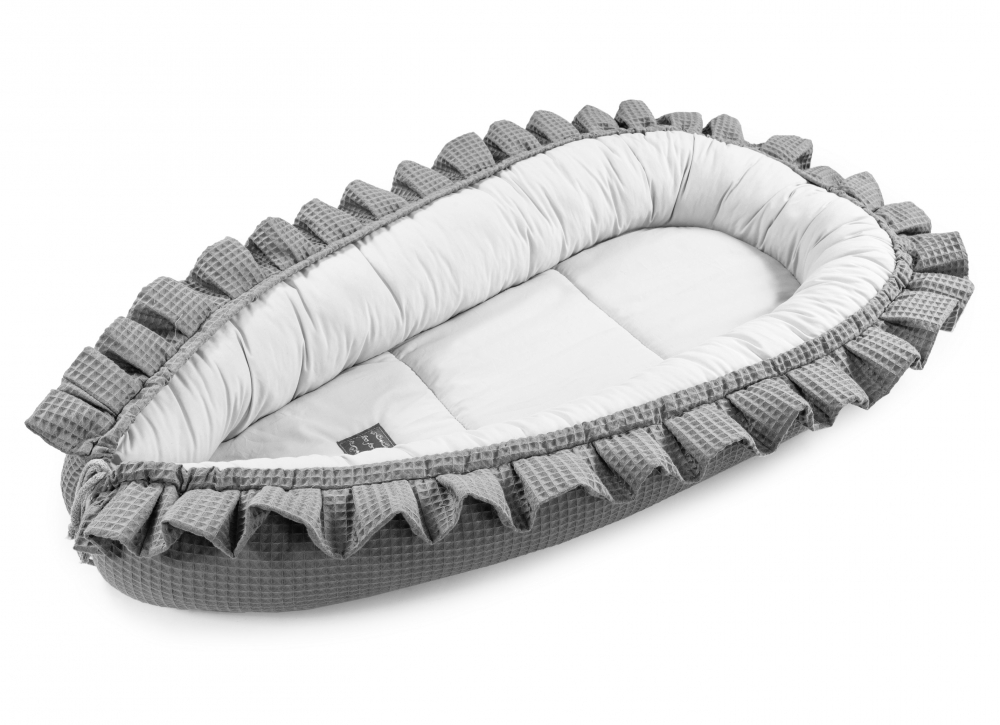 Babynest din bumbac Floo for Baby Classic Waffle GraphiteGray - 3