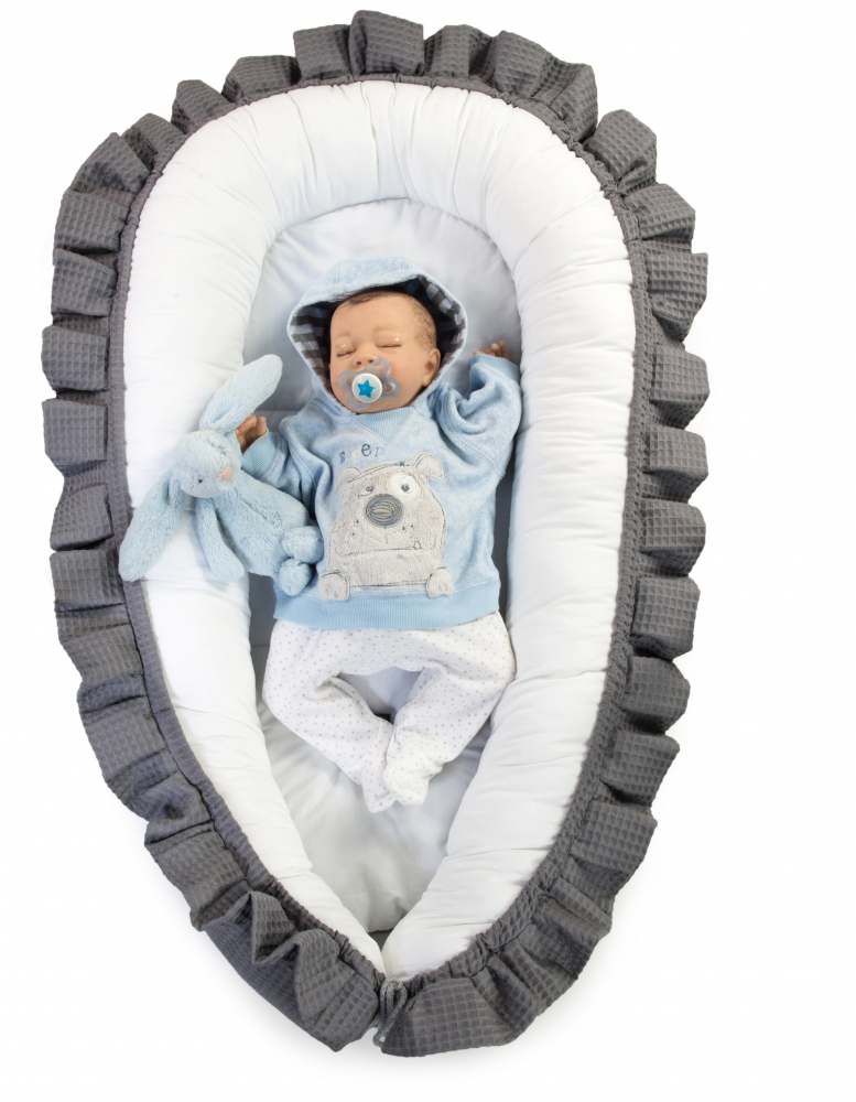 Babynest din bumbac Floo for Baby Classic Waffle GraphiteGray - 1