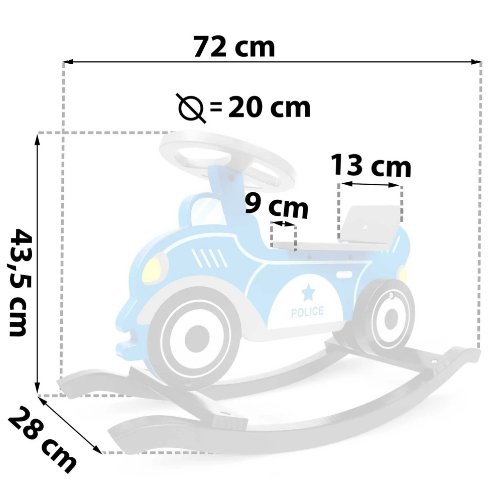Balansoar din lemn Ricokids Masina de politie Albastru - 3