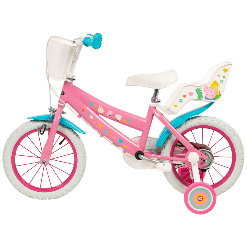 Bicicleta Peppa Pig Pink 16 Inch Cu Cosulet Frontal Si Scaunel Pentru Papusi