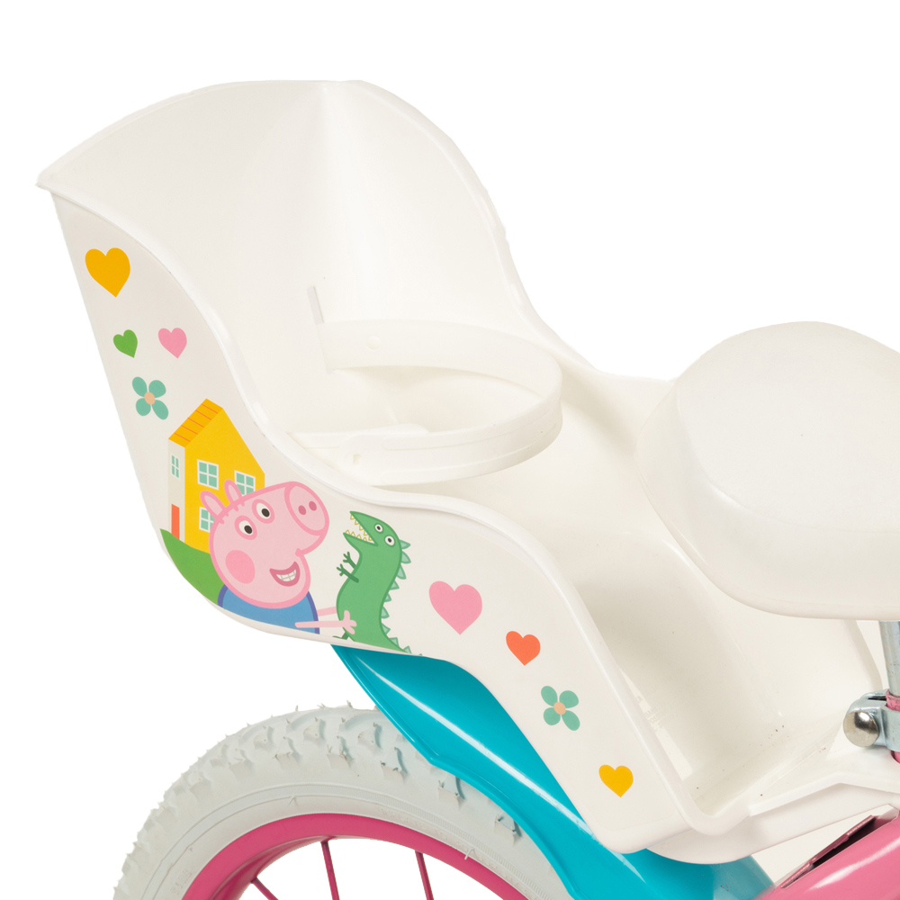 Bicicleta Peppa Pig Pink 16 inch cu cosulet frontal si scaunel pentru papusi - 3