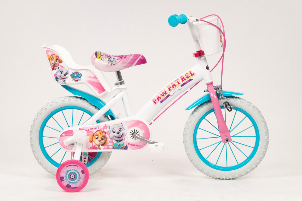 Bicicleta fetite cu roti ajutatoare si cosulet Paw Patrol Girl 14 inch