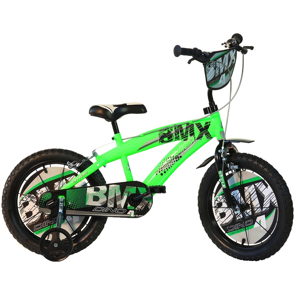 Bicicleta copii Dino Bikes 16 inch BMX negru si verde - 1
