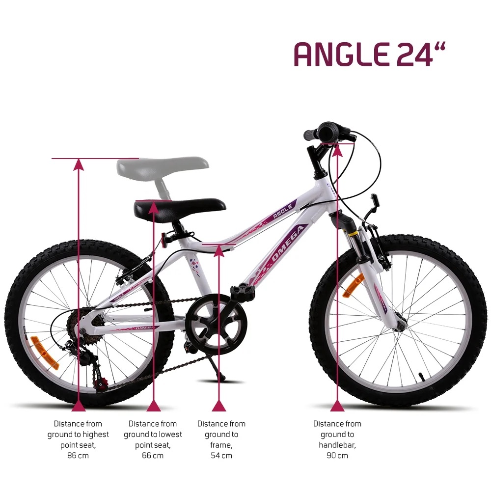 Bicicleta copii Omega Angle 24 inch 18 viteze alb