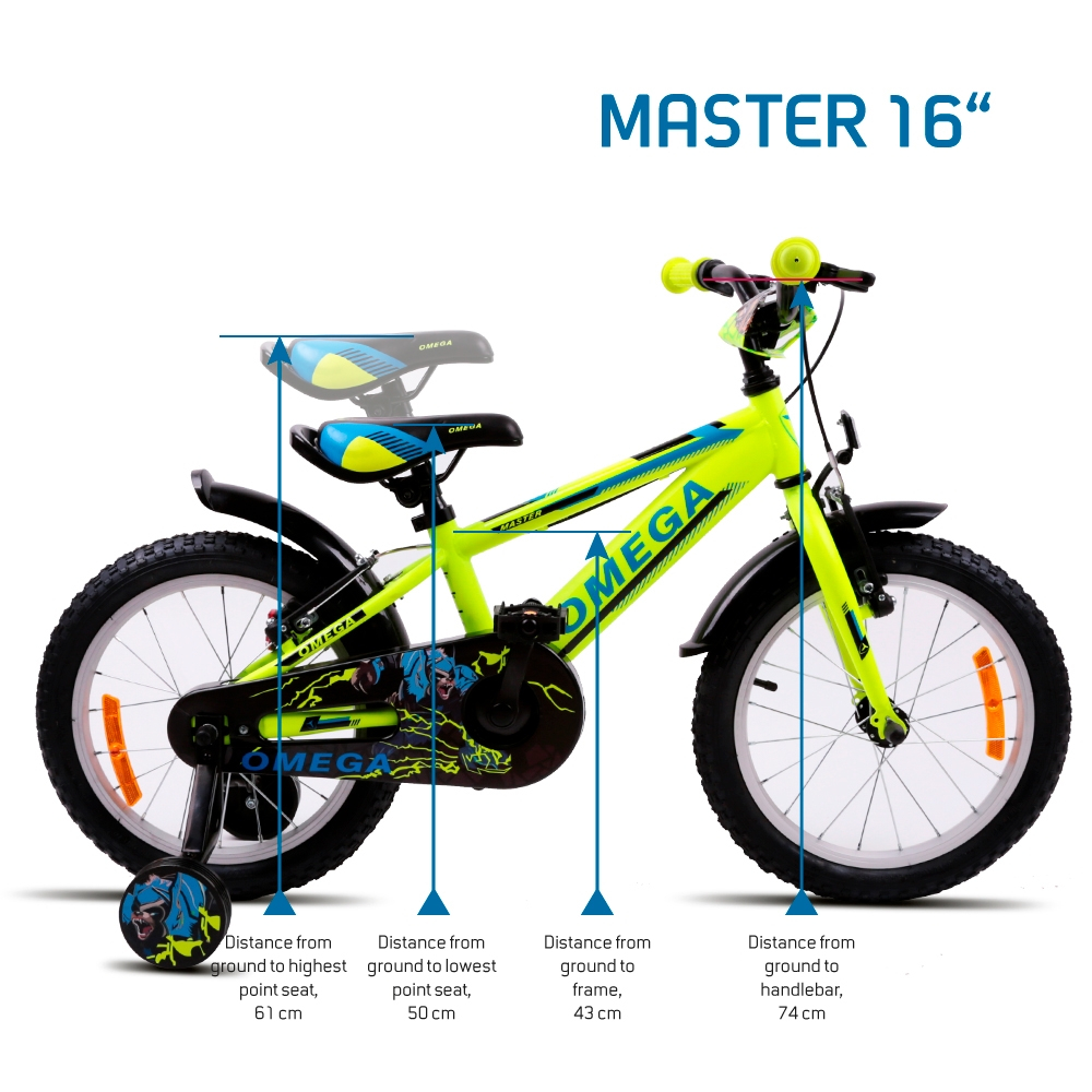 Bicicleta copii Omega Master 16 inch galben - 1