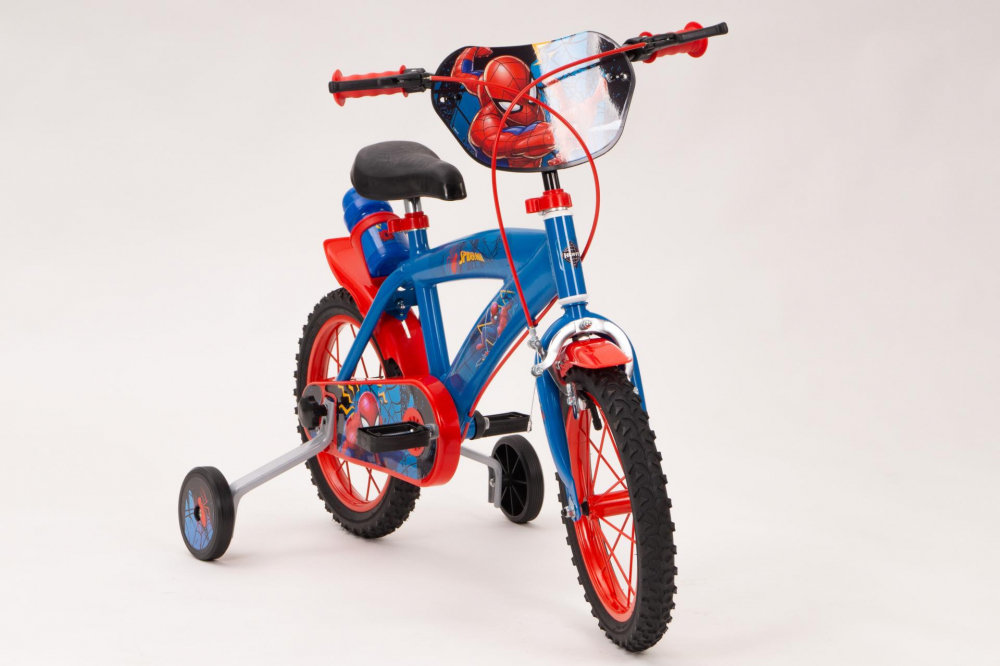 Bicicleta cu roti ajutatoare si sticluta de apa cu suport Spiderman 14 inch - 1