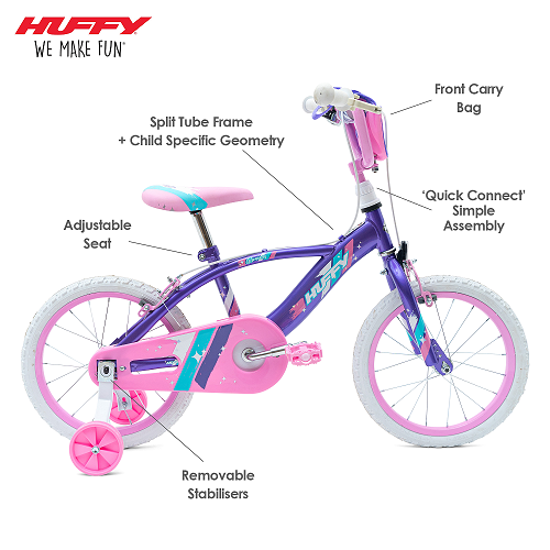 Bicicleta fetite cu gentuta pentru ghidon Huffy Glimmer Violet 16 inch - 2