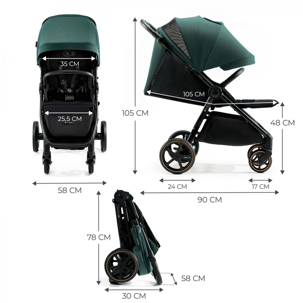 Carucior sport ultra compact Kinderkraft Mitzy 0-22 kg Jade Green - 3