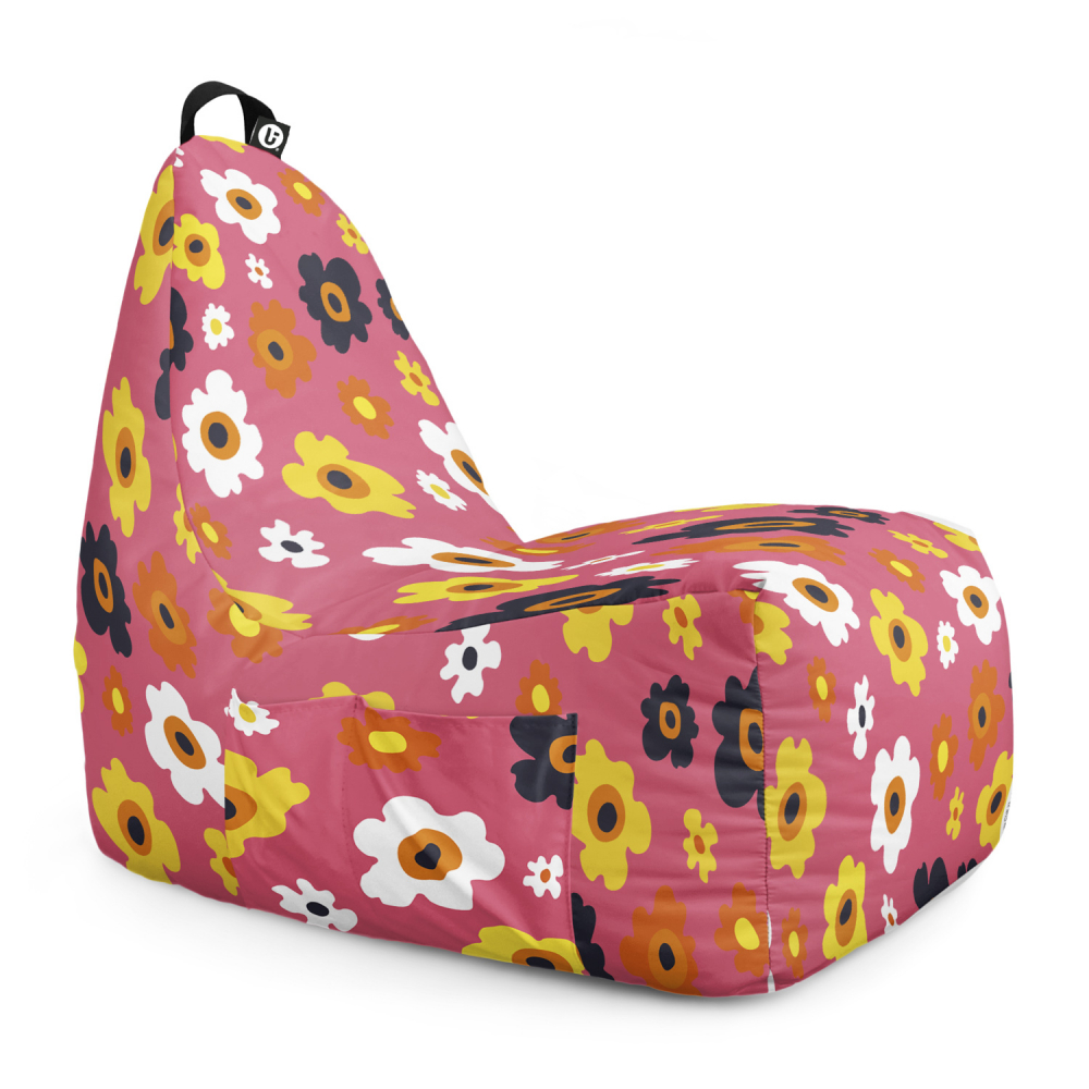 Fotoliu Puf Bean Bag tip Chill XL Daisy fundal roz - 5