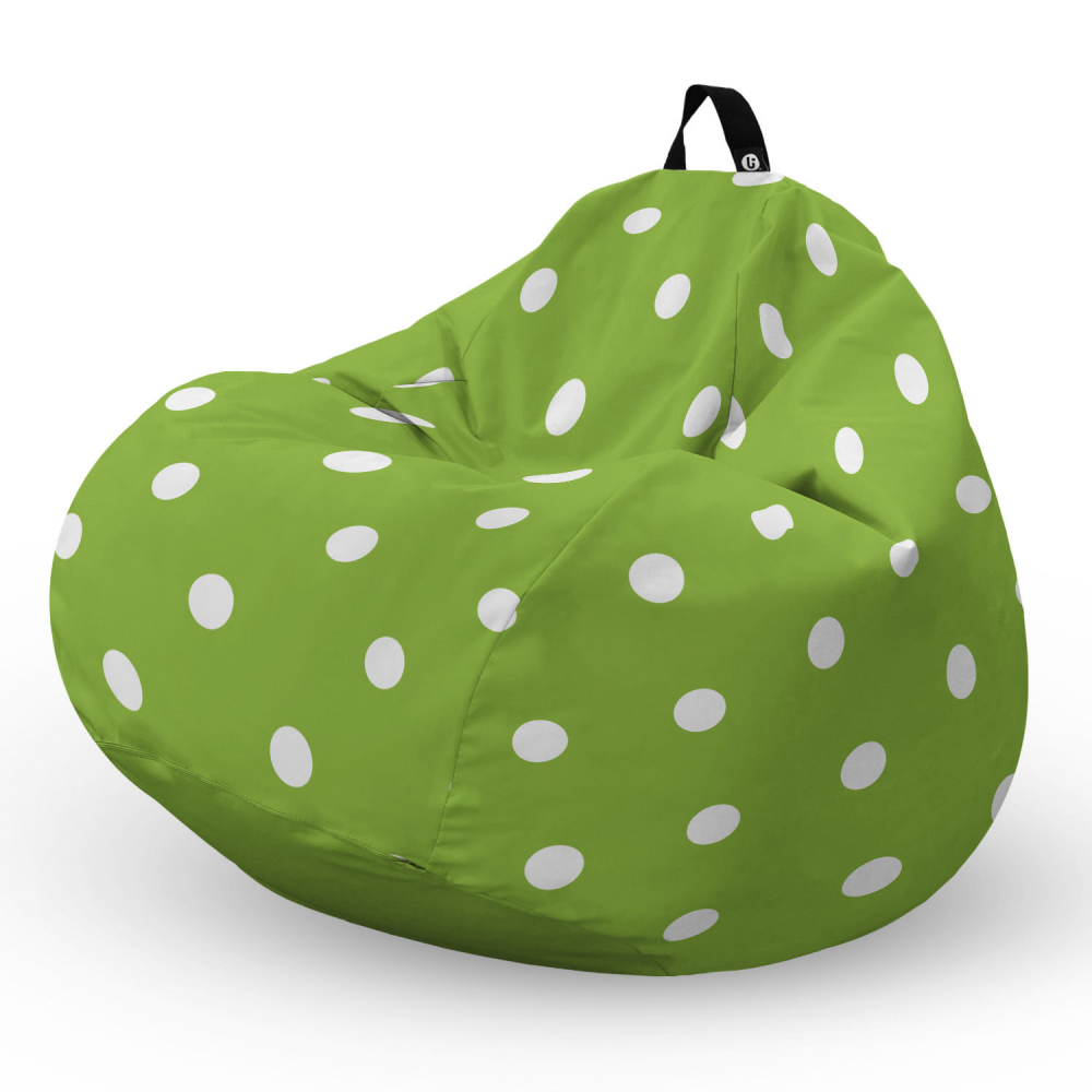 Fotoliu Puf Bean Bag tip Para L verde cu buline albe - 4
