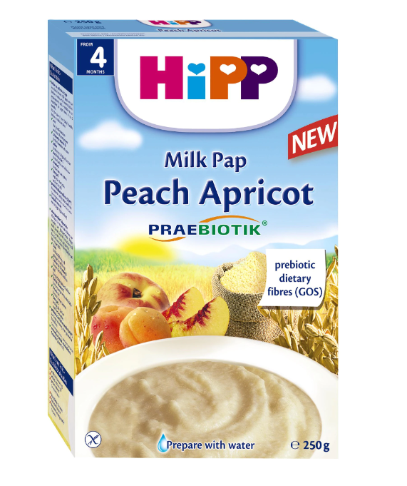 Lapte si cereale cu piersici si caise Hipp +4 luni 250 g