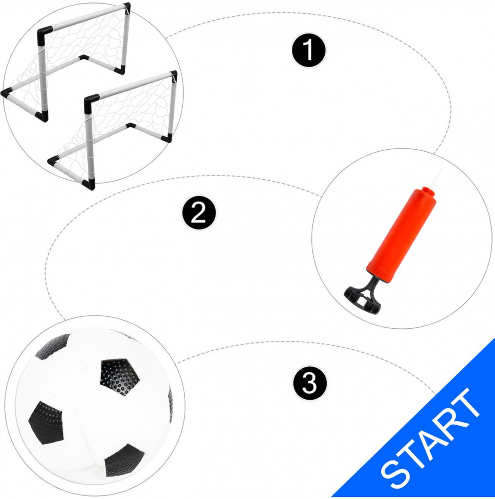 Set 2 porti de fotbal 92 x 61 x 48 cm, pentru copii, dezasamblabil, cu Minge si Pompa inclusa - 5