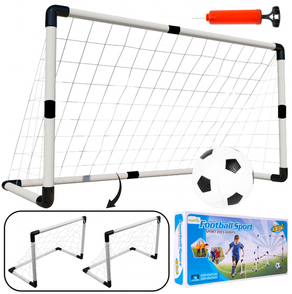 Set 2 porti de fotbal 92 x 61 x 48 cm, pentru copii, dezasamblabil, cu Minge si Pompa inclusa - 9