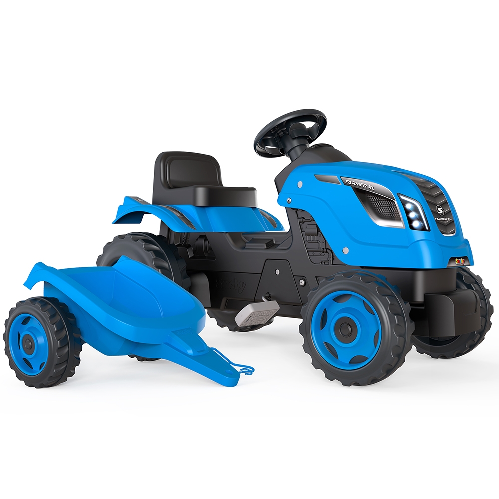 Tractor cu pedale si remorca Smoby Farmer XL albastru