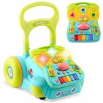 Antepremergator educational multifunctional 2in1 Ricokids Walker Car Turcoaz cu panou interactiv detasabil,pian,angrenaje mobile,zornaitori,roti cu blocare